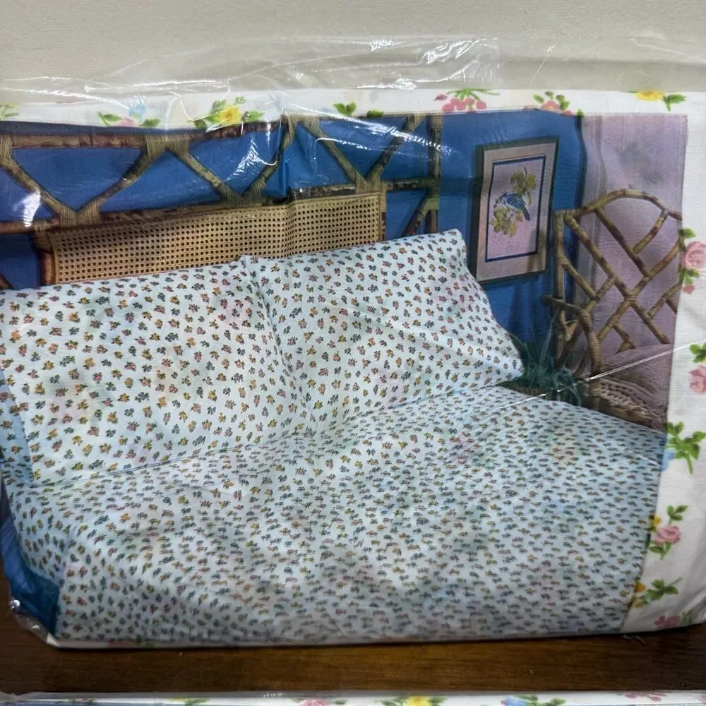 Vtg Sheet Twin Set Flat Fitted Christine Floral Muslin Perm Press Cottagecore